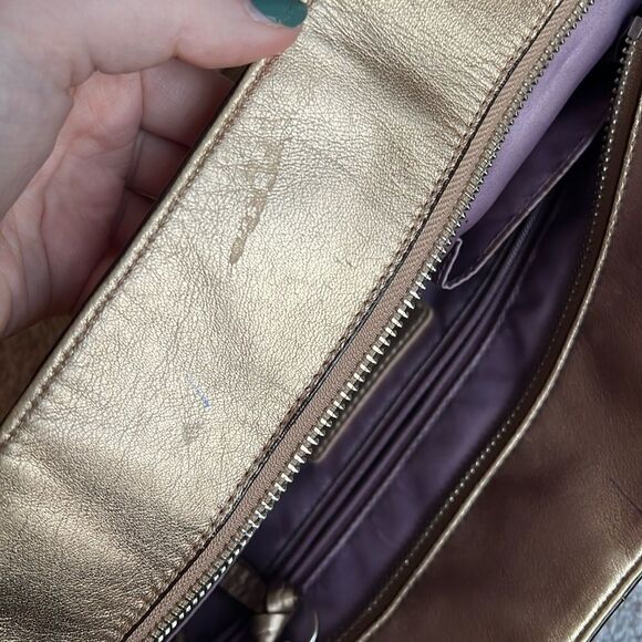 Vintage COACH Authentic Metallic Gold Embossed Purse / Bag - Picture 9 of 15